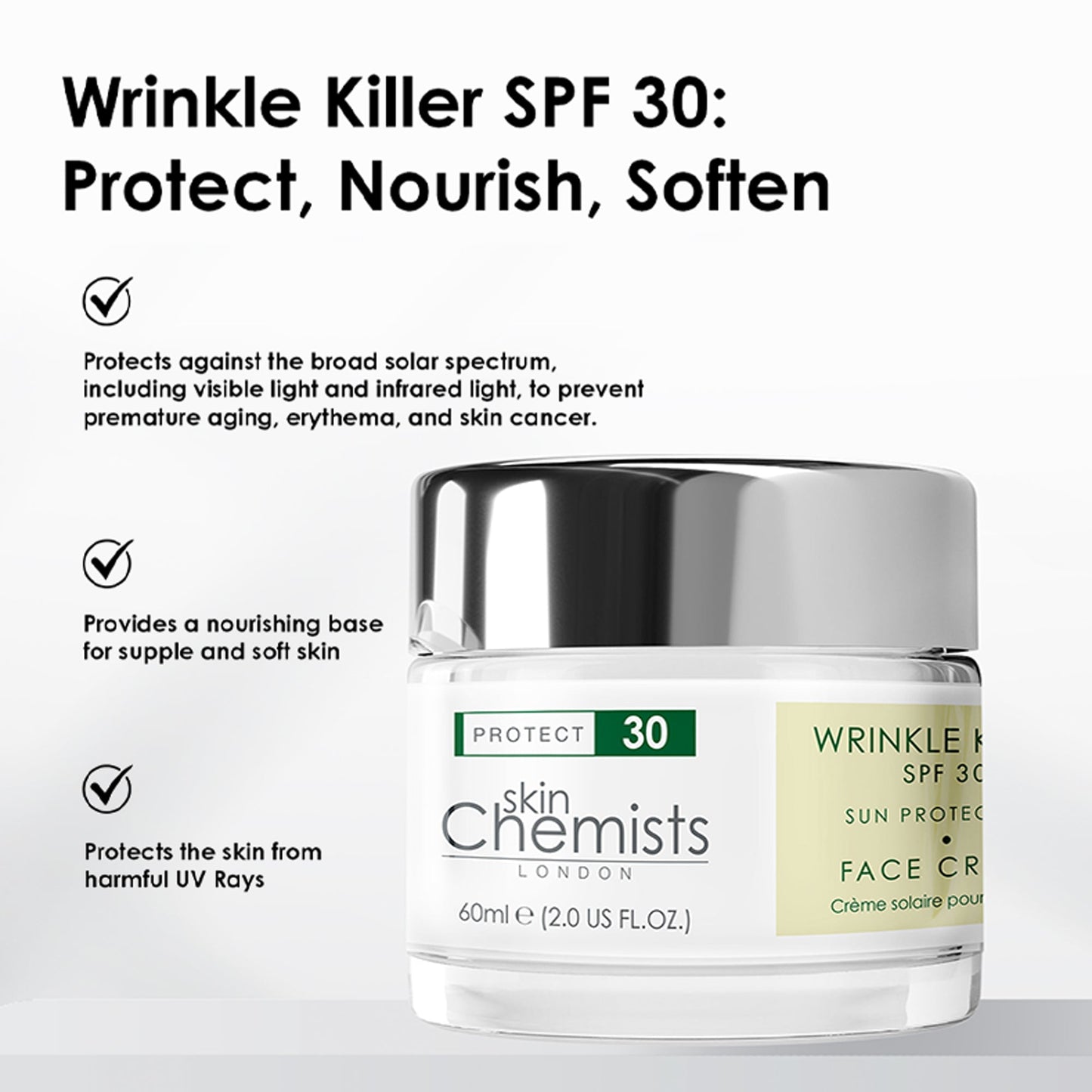 Wrinkle Killer Sun Protection Day Moisturiser SPF 30 60ml