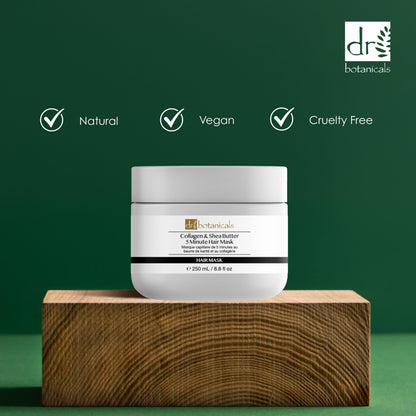 Dr Botanicals Collagen & Shea Butter 5 Minute Hair Mask 250ml Twin Value Savings Pack - skinChemists