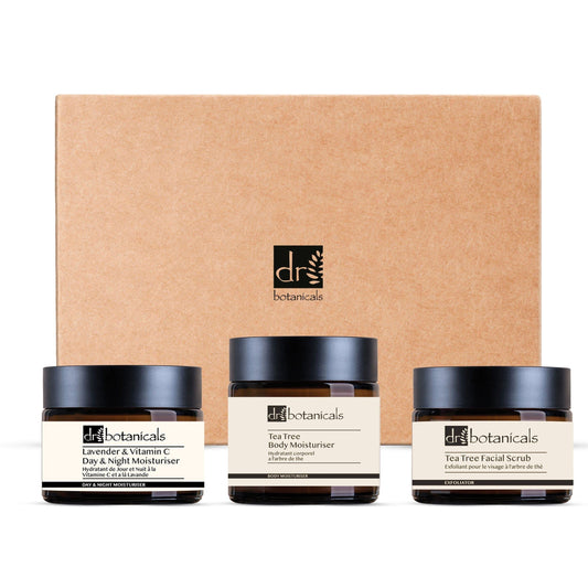 Tea Tree Facial Scrub, Day and Night Moisturiser and Body Moisturiser - skinChemists