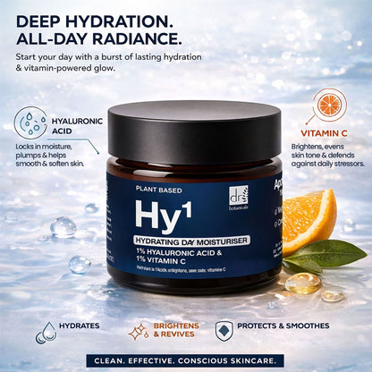 Dr Botanicals Hydrating Face Cream | 1% Hyaluronic Acid & 1% Vitamin C | Hydrating Daily Moisturiser