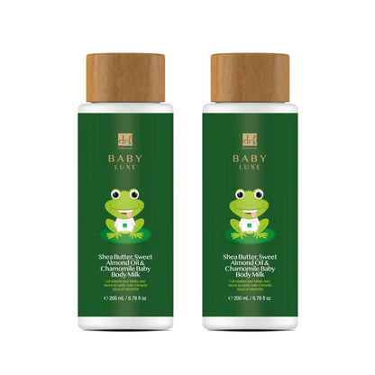 Dr Botanicals Baby Lux Sweet Almond Oil & Chamomile Baby Body Milk 200ml Twin Value Savings Pack - skinChemists