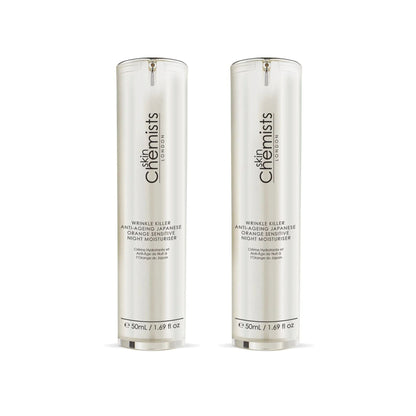 skinChemists Wrinkle Killer Anti-Ageing Japanese Orange Sensitive Night Moisturiser 50ml Twin Value Savings Pack - skinChemists