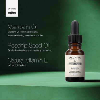Mandarin Orange Brightening Eye Serum - 15ml - Depuffing & Hydrating with Vitamin C, Aloe Vera, & Sea Buckthorn for Radiant, Youthful Eyes