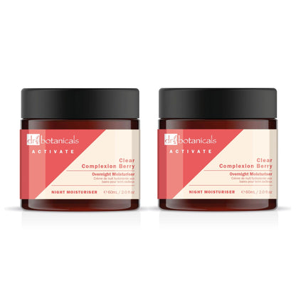 Dr Botanicals Activate Clear Complexion Berry Overnight Moisturiser 60ml Twin Value Savings Pack - skinChemists