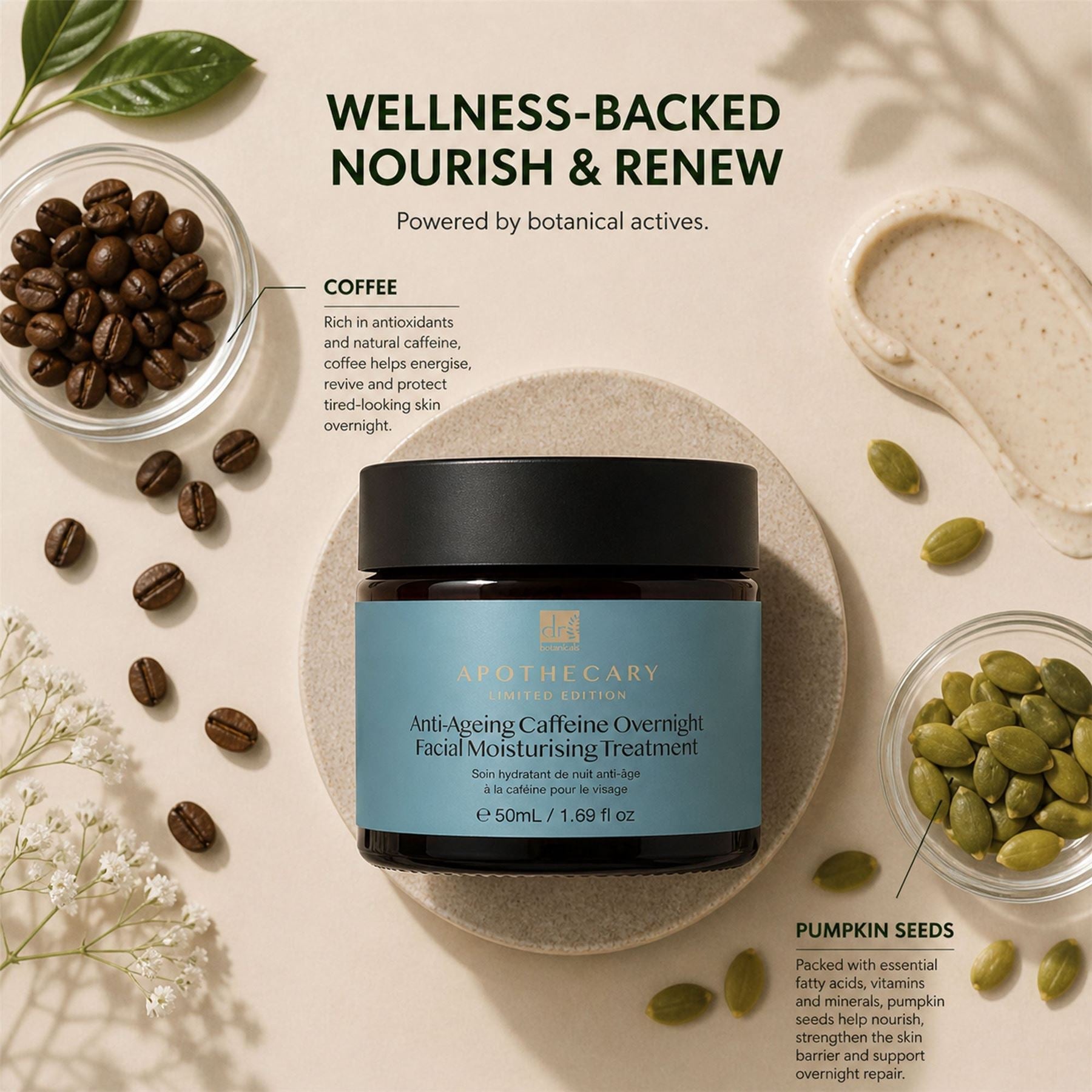 Anti-Ageing Caffeine Overnight Facial Moisturising Treatment 50ml - skinChemists