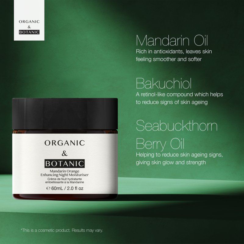 Mandarin Orange Night Moisturizer with Bakuchiol & Vitamin C - 60ml - Revitalizing & Hydrating for Firmer, Brighter, & Younger-Looking Skin - skinChemists