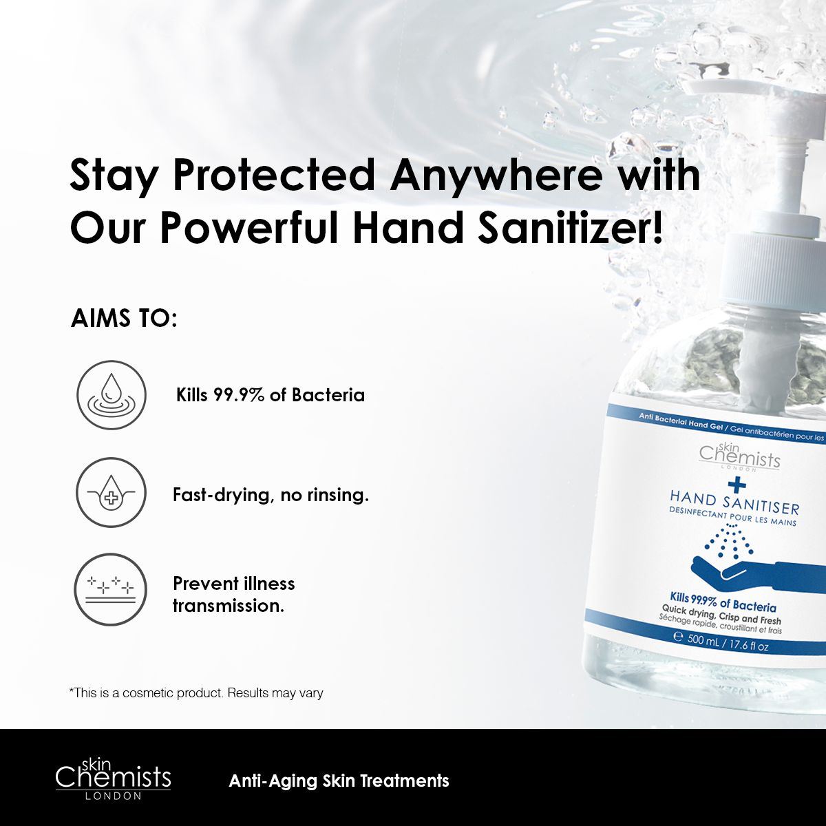 skinChemists Hand Sanitiser 500ml Pack Of 48