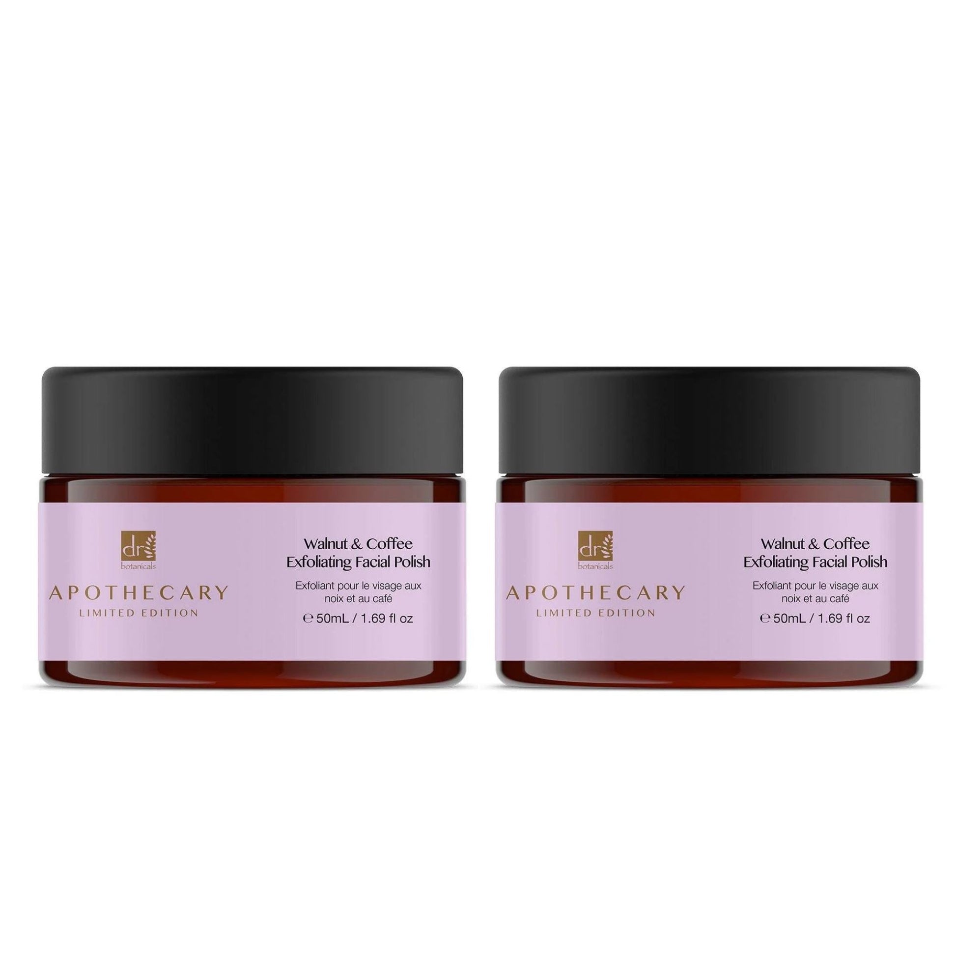 Dr Botanicals Walnut & Coffee Exfoliating Facial Polish 50ml Twin Value Savings Pack - skinChemists