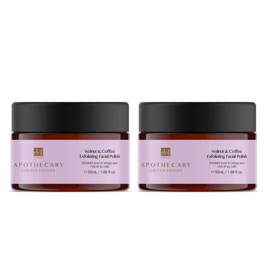 Dr Botanicals Walnut & Coffee Exfoliating Facial Polish 50ml Twin Value Savings Pack