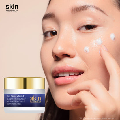 Skin Research Anti-Ageing Vitamin D Hyaluronic Acid & Vitamin C Night Moisturiser 50ml Twin Value Savings Pack