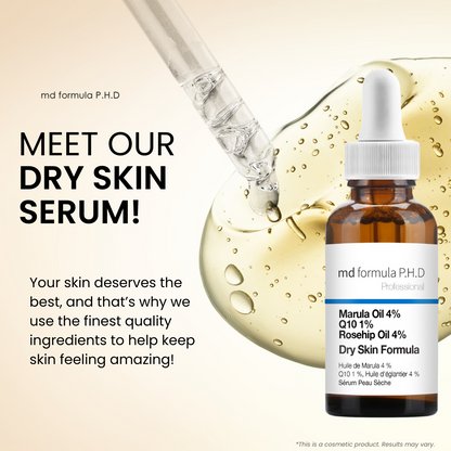 Dry Skin Serum Marula Oil 4%, Q10 1%, Rosehip Oil 4% 30ml Twin Value Savings Pack
