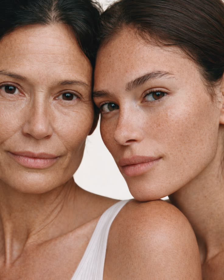 Two women of different generations in a close portrait