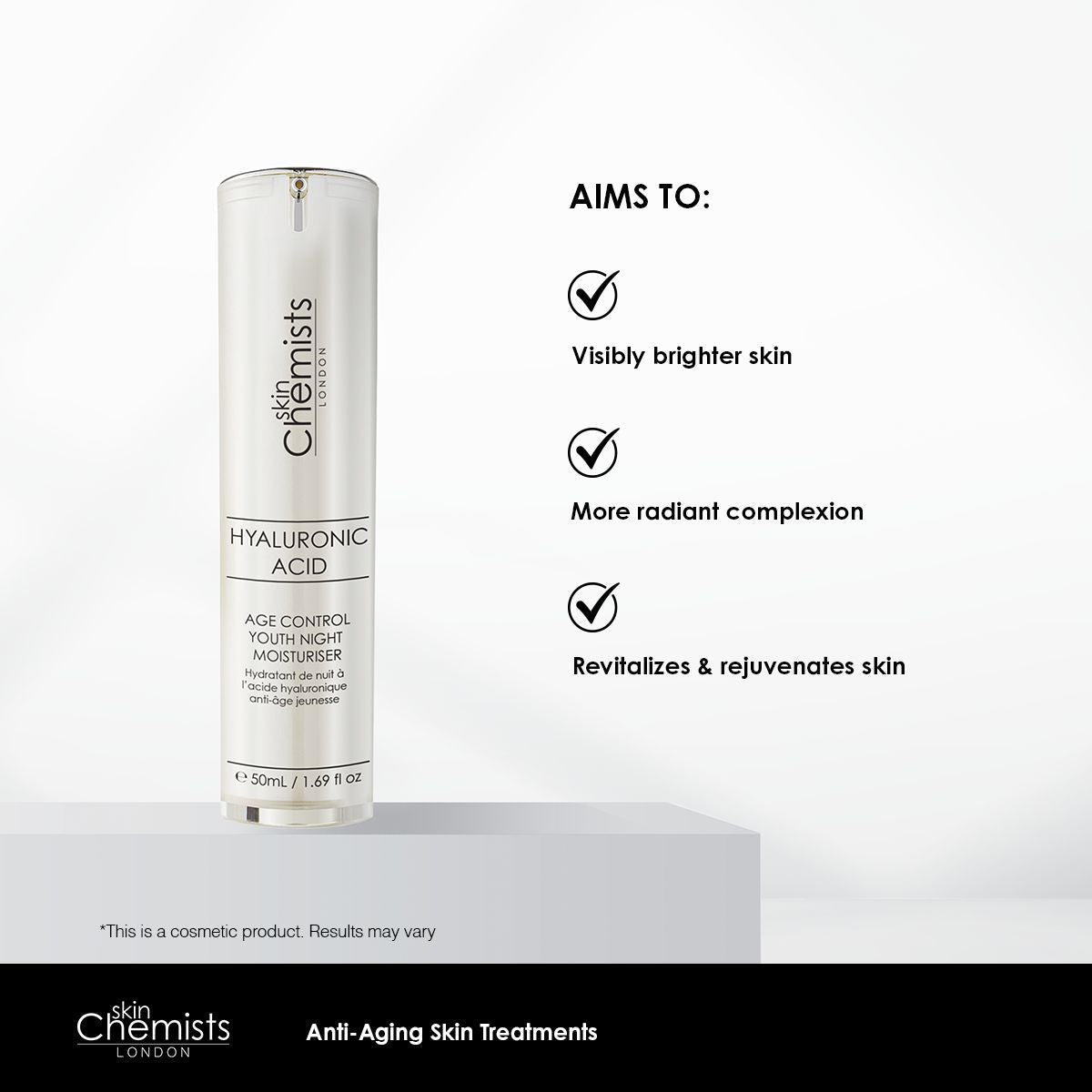 Hyaluronic Acid Age Control Youth Night Moisturiser 50ml Twin Value Savings Pack