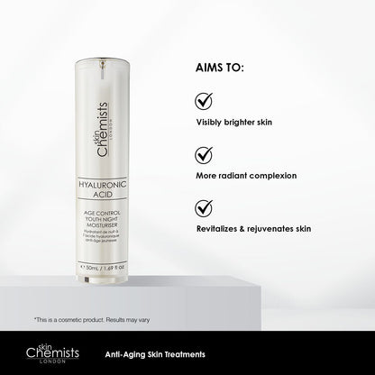 Hyaluronic Acid Age Control Youth Night Moisturiser 50ml Twin Value Savings Pack