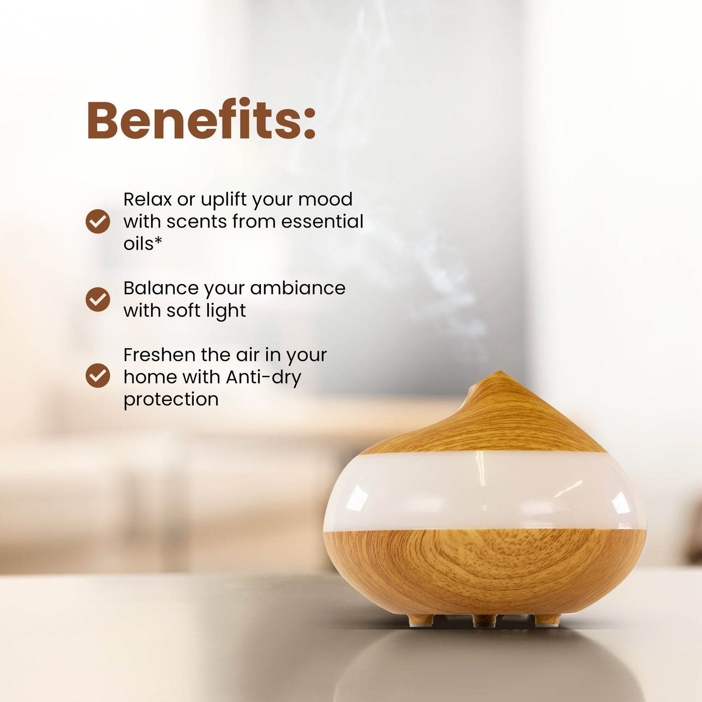 Bio-Balancing Wooden Aroma Digital Diffuser Clear Panel