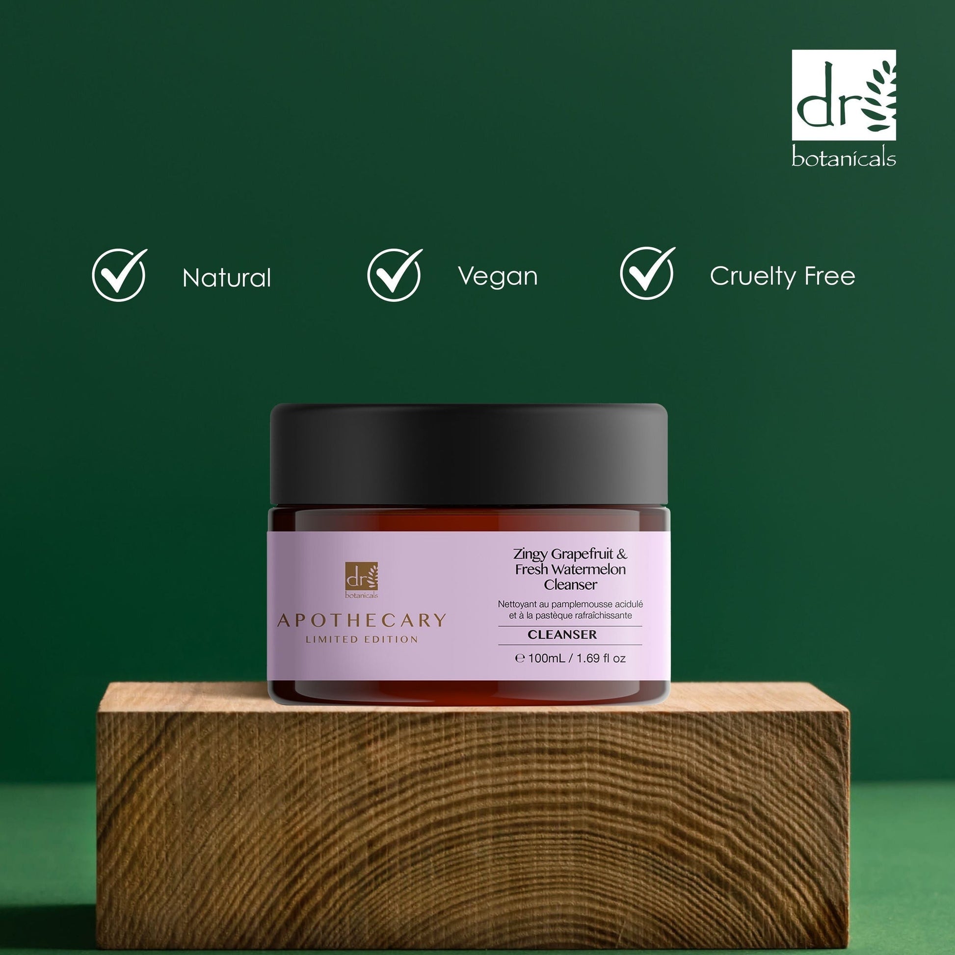 DB294 Dr Botanicals Zingy Grapefruit & Fresh Watermelon Cleanser 100ml