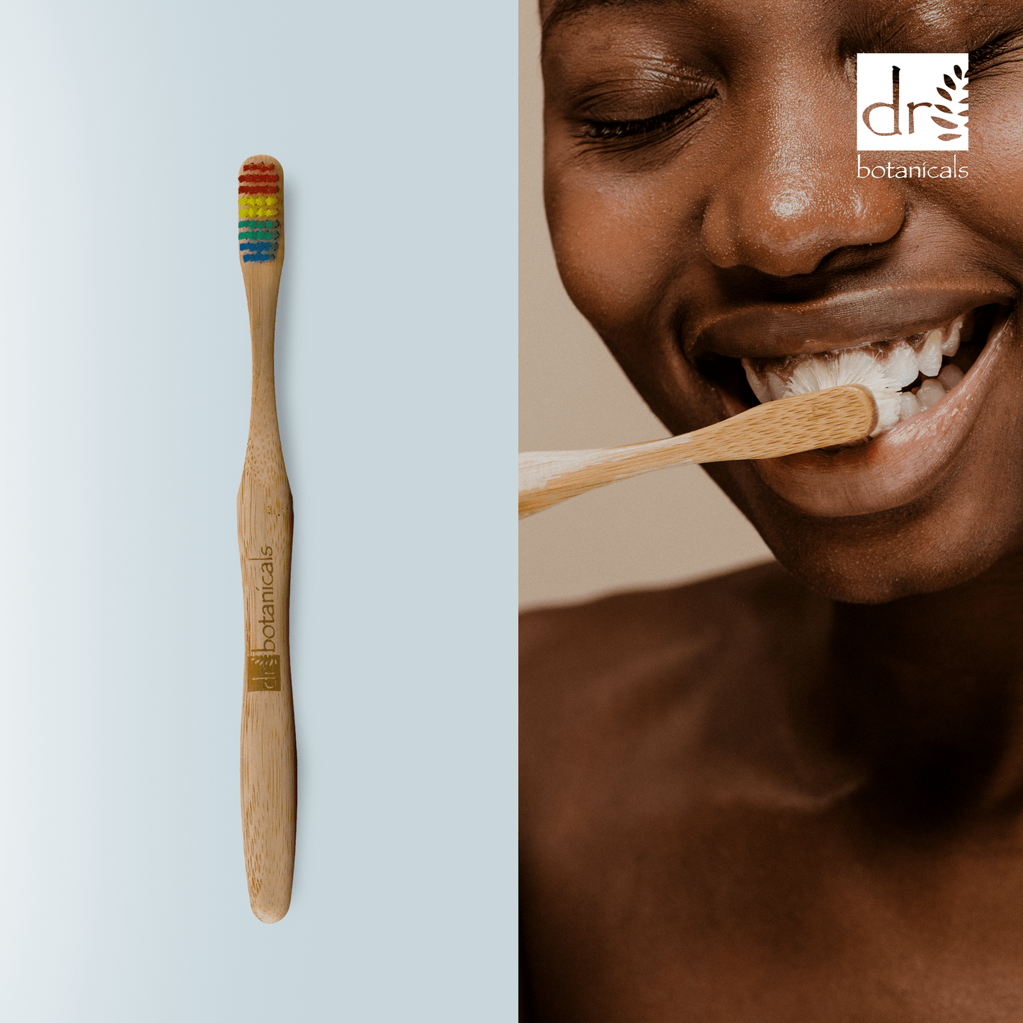 DB344 Dr Botanicals Bamboo Toothbrush Rainbow