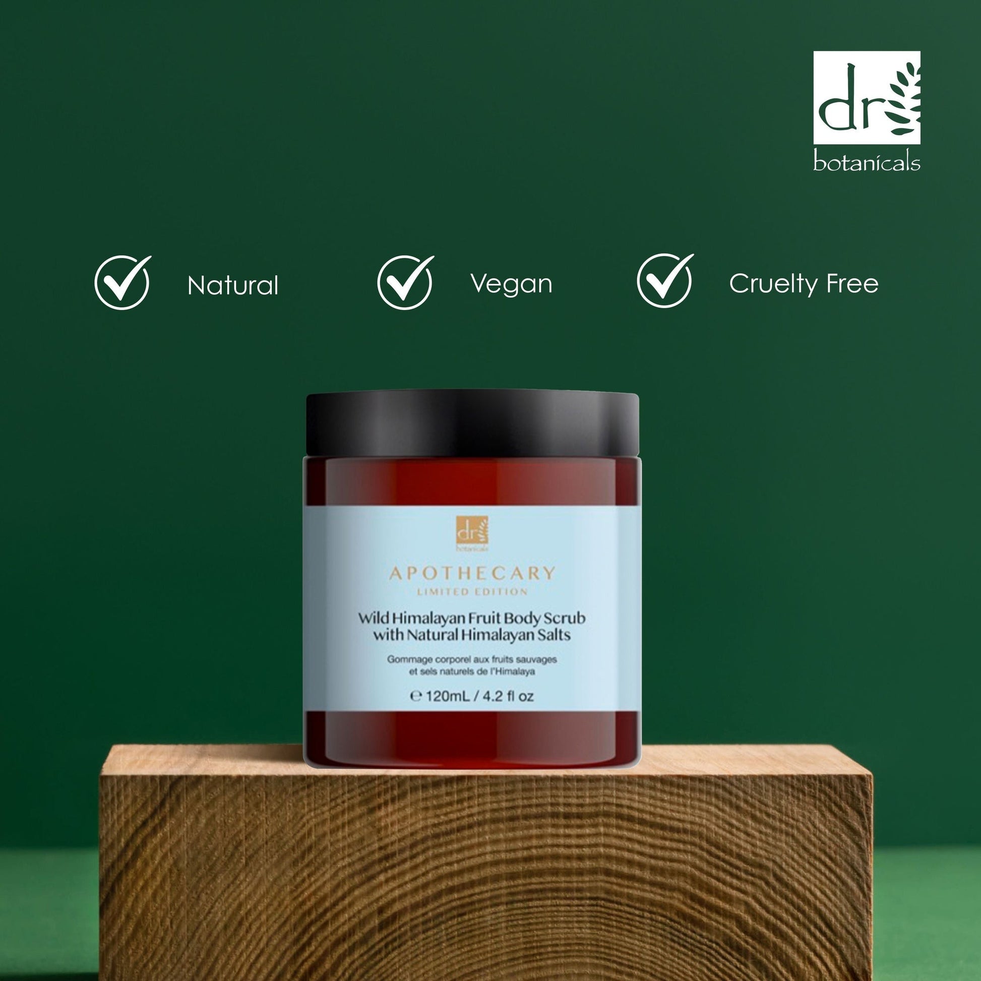 DB404 Dr Botanicals Wild Himalayan Fruit Body Scrub with Natural Himalayan Salts 120ml