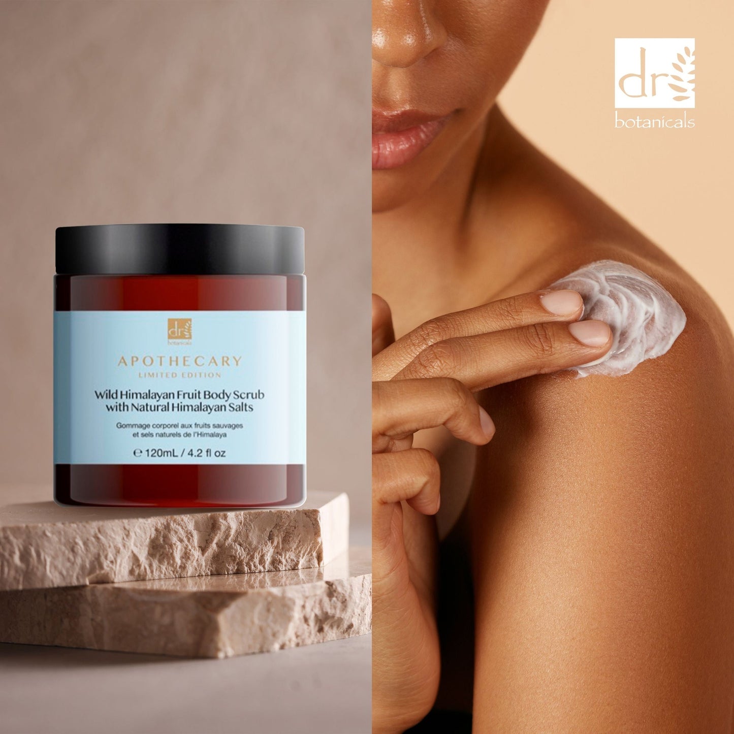 DB404 Dr Botanicals Wild Himalayan Fruit Body Scrub with Natural Himalayan Salts 120ml