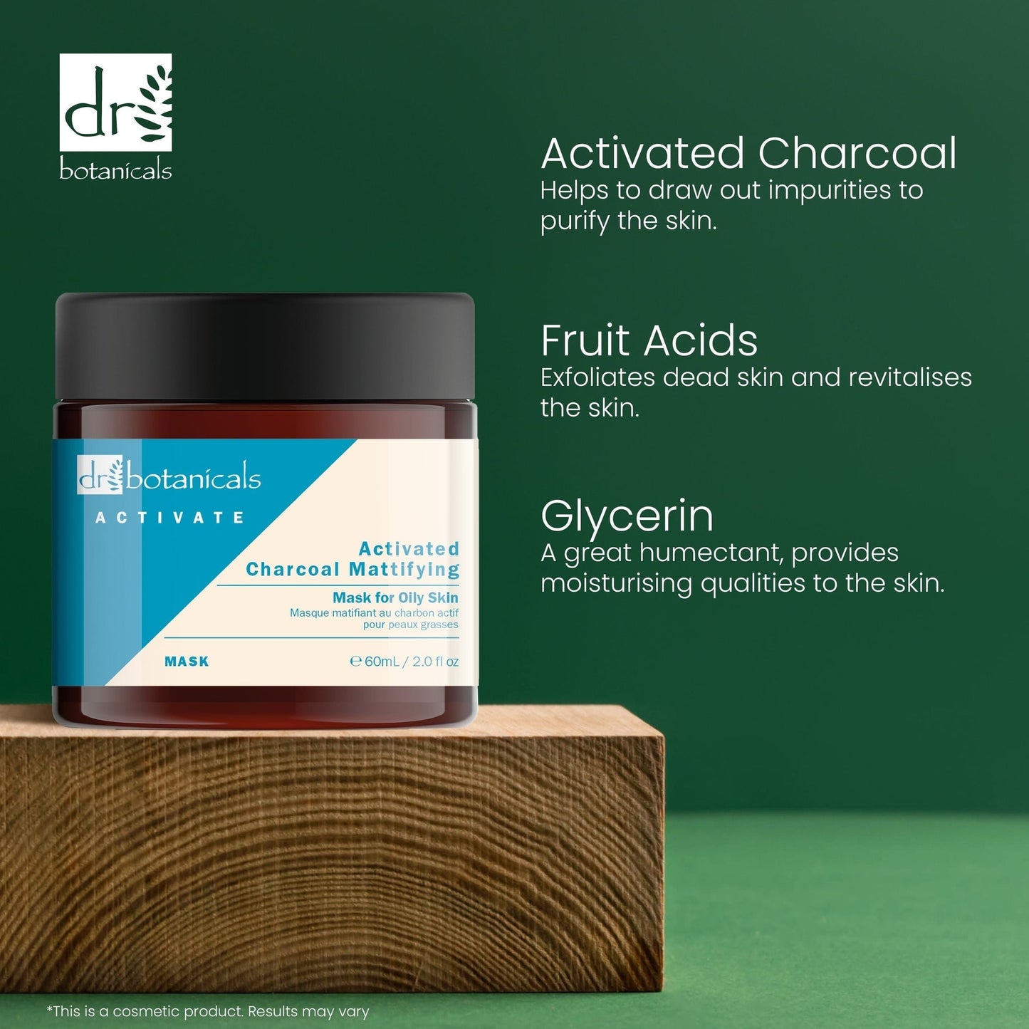 DB438 Dr Botanicals Activate Charcoal Mattifying Mask for Oily Skin 60ml