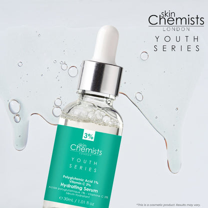 HSC024 skinChemists Youth Series Hydrating Serum Polyglutamic Acid 1%, Vitamin C 3% 30ml