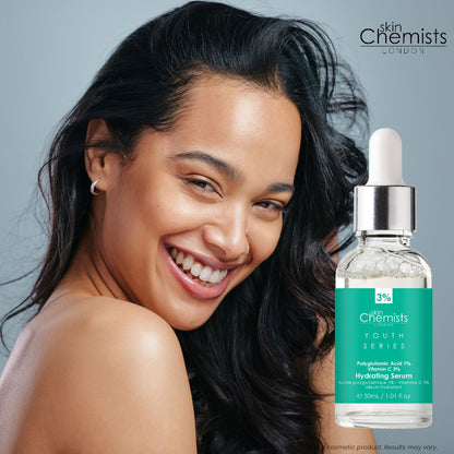 HSC024 skinChemists Youth Series Hydrating Serum Polyglutamic Acid 1%, Vitamin C 3% 30ml