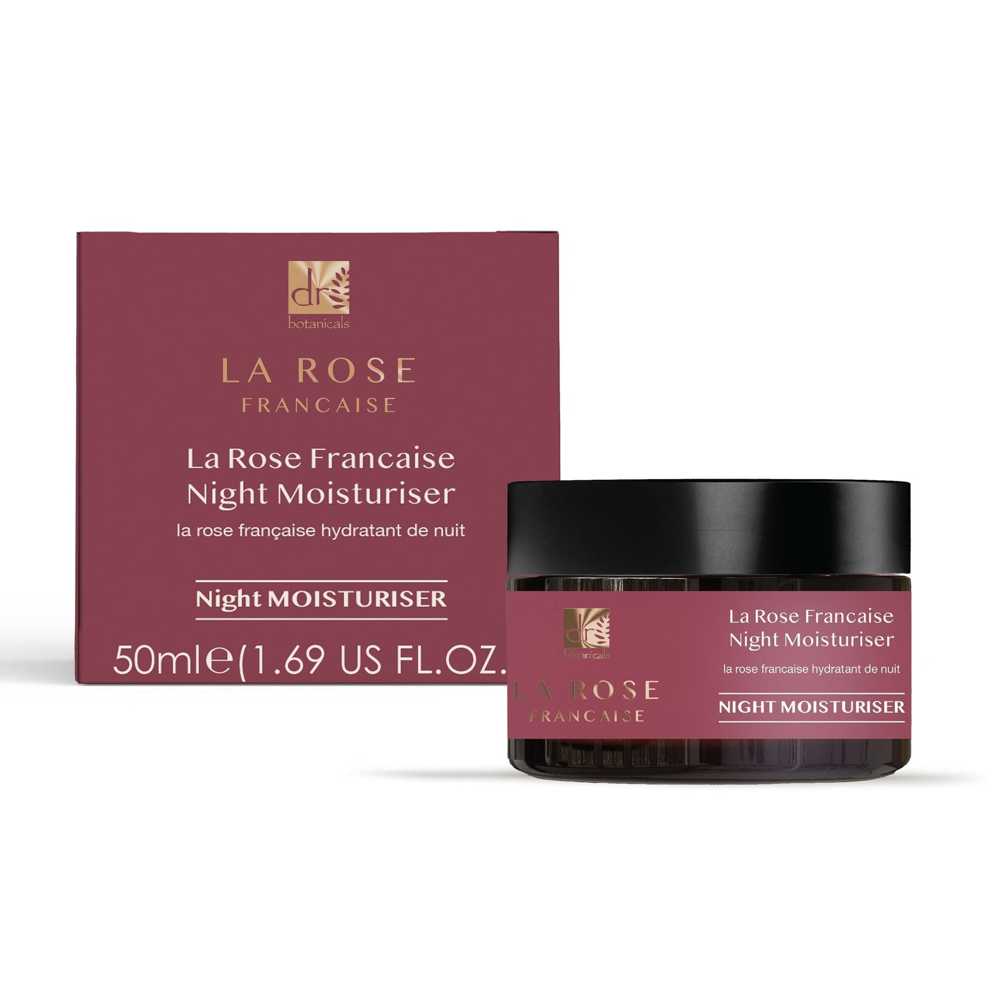 KDB1156 Dr Botanicals Anti-Ageing La Rose Française Night Moisturiser, Facial Serum, Eye Serum