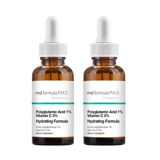 Hydrating Serum Polyglutamic Acid 1%, Vitamin C 3% 30ml Twin Value Savings Pack