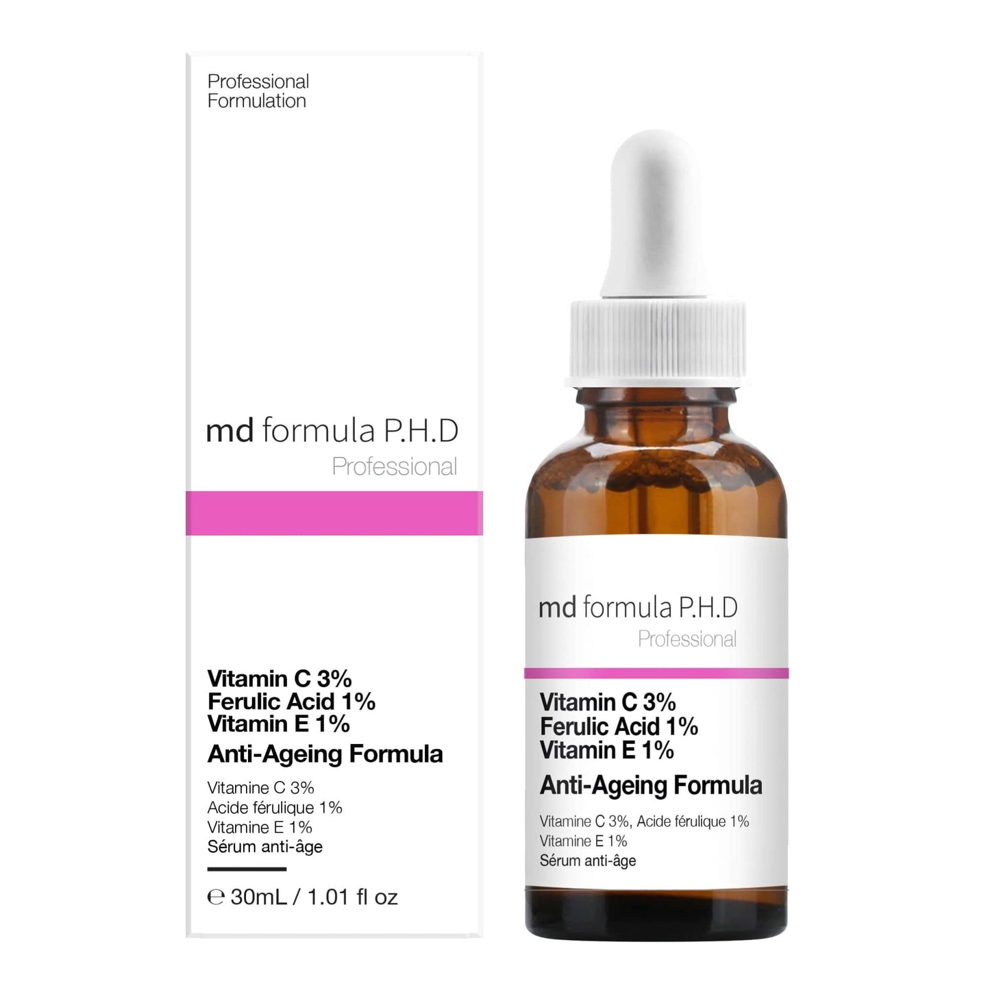 MD029 MD Formula Anti-Ageing Serum Vitamin C 3%, Ferulic Acid 1%, Vitamin E 1% 30ml
