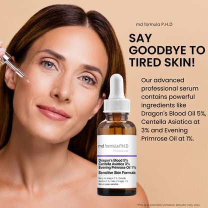 MD030 MD Formula Sensitive Skin Serum Dragon's Blood 5%, Centella Asiatica 3%, Evening Primrose Oil 1% 30ml