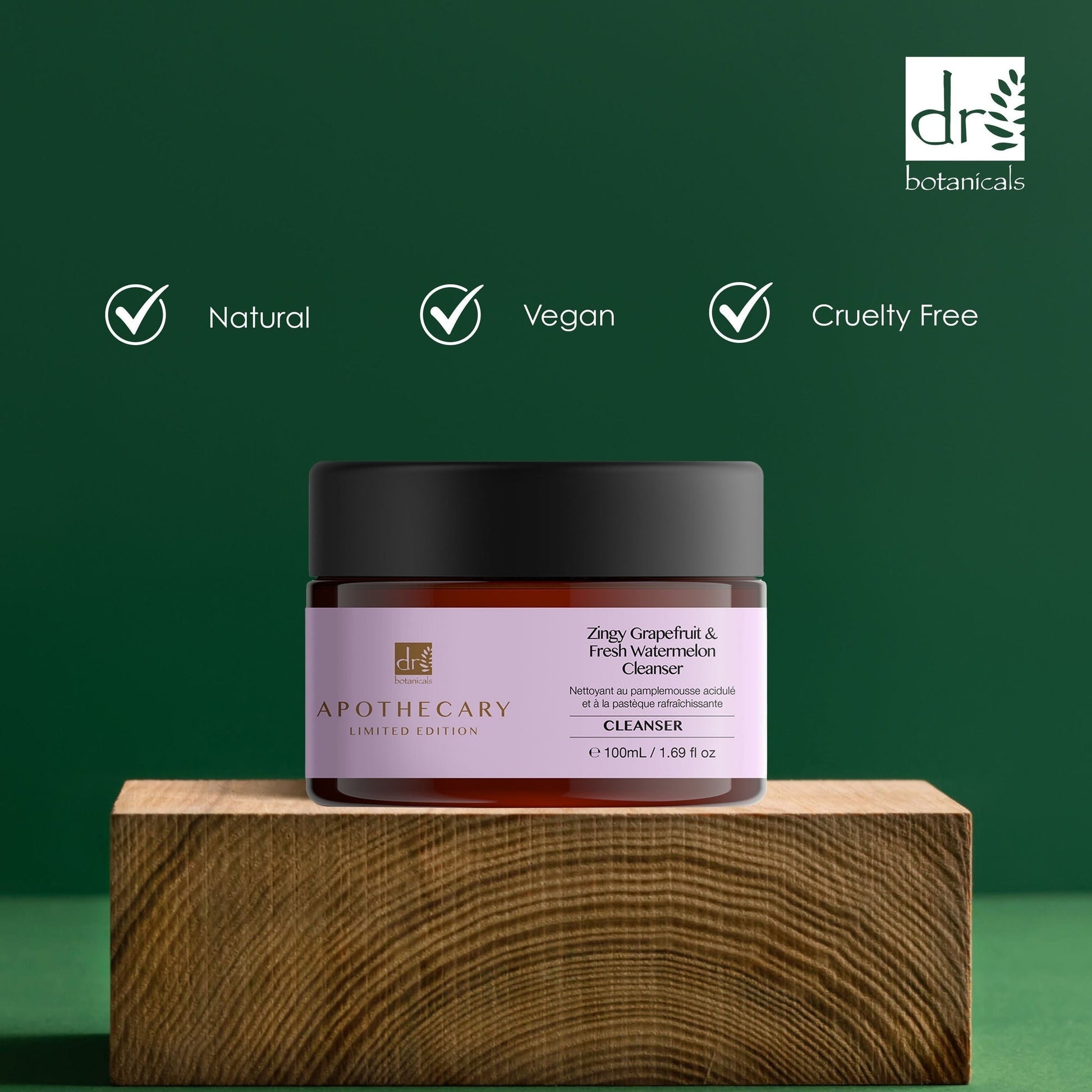 PO2DB294 Dr Botanicals Zingy Grapefruit & Fresh Watermelon Cleanser 100ml Twin Value Savings Pack