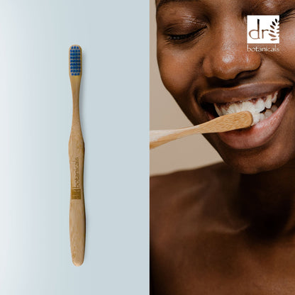 PO2DB346 Dr Botanicals Bamboo Toothbrush Blue Twin Value Savings Pack