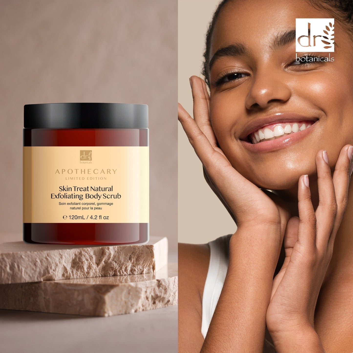 PO2DB401 Dr Botanicals Skin Treat Natural Exfoliating Body Scrub 120ml Twin Value Savings Pack