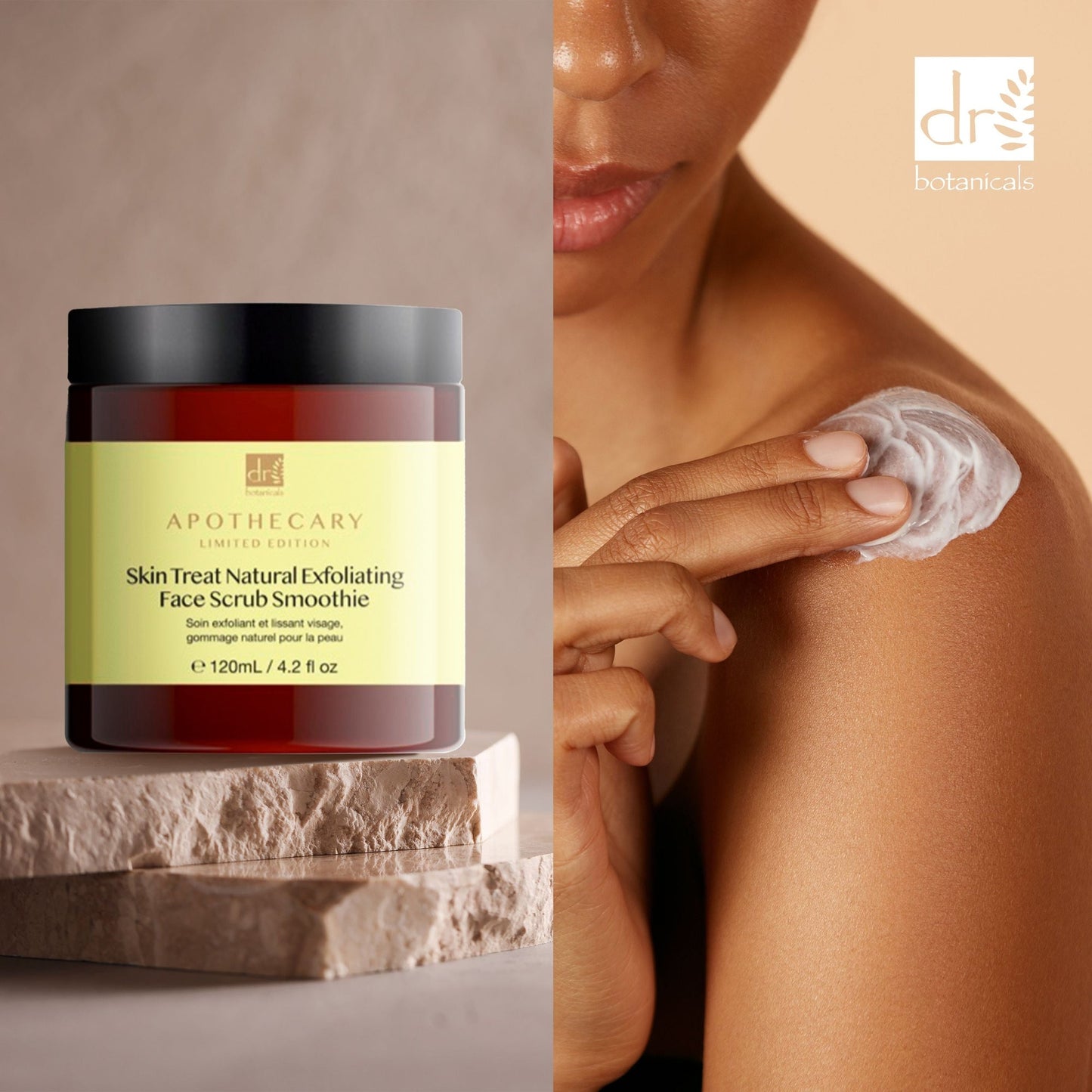 PO2DB402 Dr Botanicals Skin Treat Natural Exfoliating Face Scrub Smoothie 120ml Twin Value Savings Pack