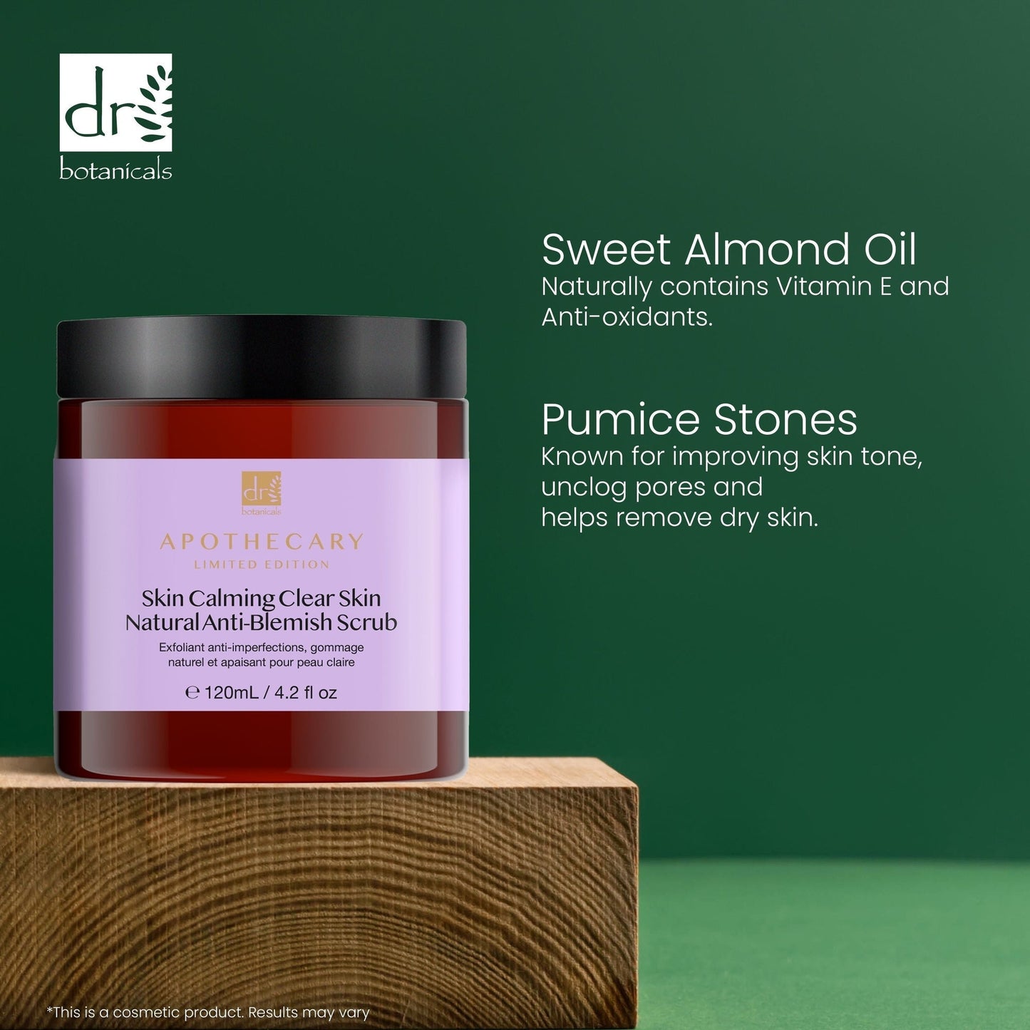 PO2DB403 Dr Botanicals Skin Calming Clear Skin Natural Anti-Blemish Scrub 120ml Twin Value Savings Pack