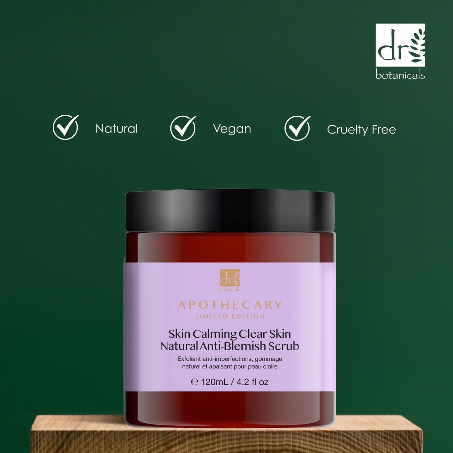 PO2DB403 Dr Botanicals Skin Calming Clear Skin Natural Anti-Blemish Scrub 120ml Twin Value Savings Pack