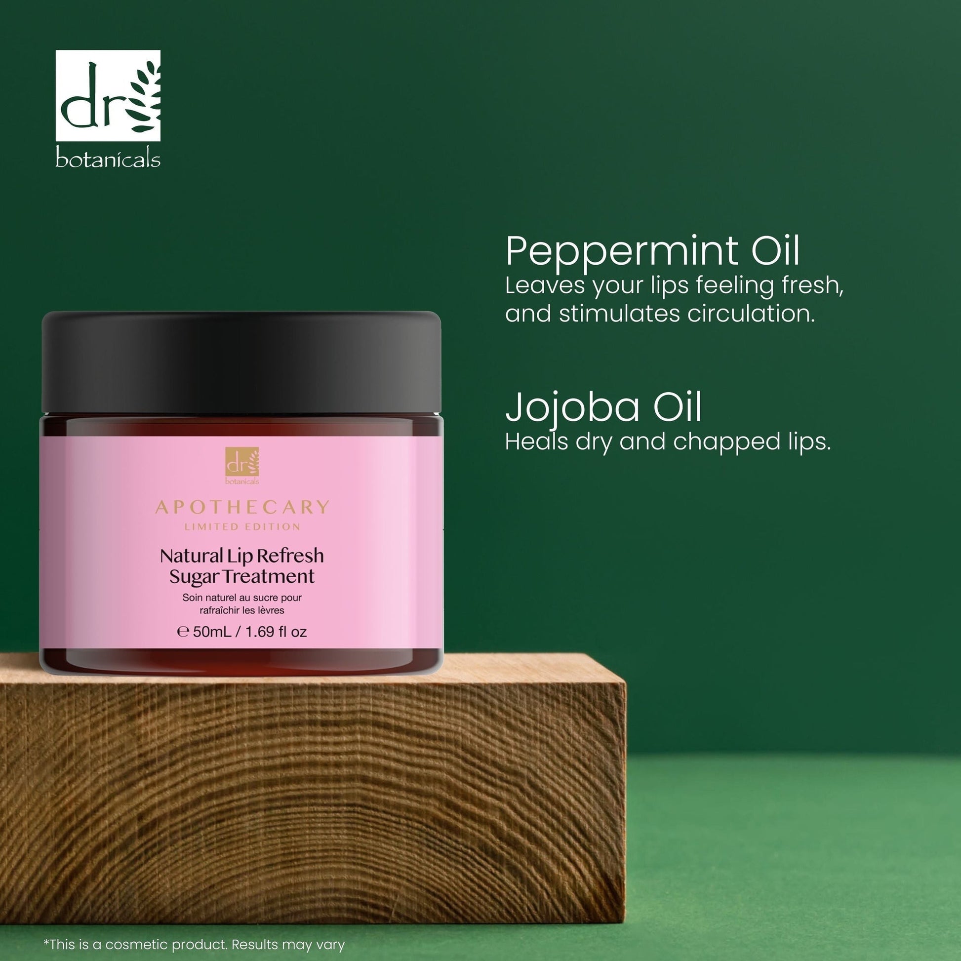 PO2DB417 Dr Botanicals Natural Lip Refresh Sugar Treatment 50ml Twin Value Savings Pack