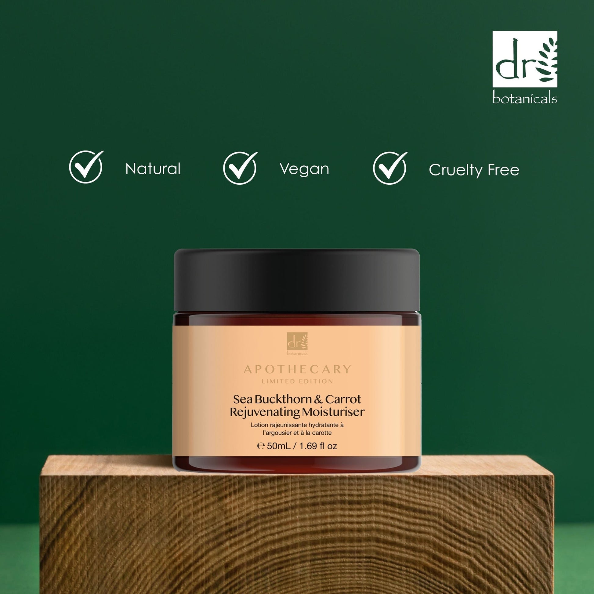 PO2DB418 Dr Botanicals Sea Buckthorn & Carrot Rejuvenating Moisturiser 50ml Twin Value Savings Pack
