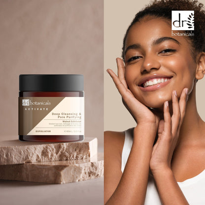 PO2DB435 Dr Botanicals Activate Deep Cleansing & Pore Purifying Walnut Exfoliator 60ml Twin Value Savings Pack
