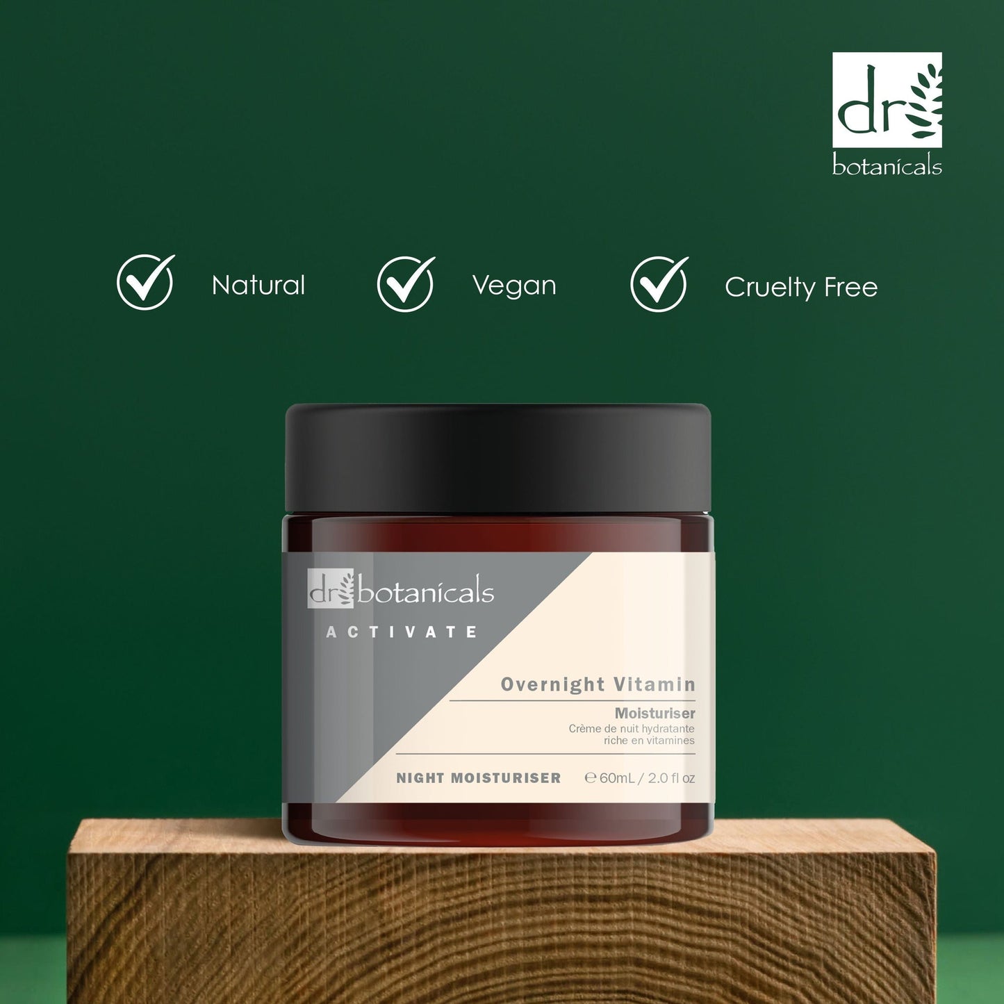 PO2DB437 Dr Botanicals Activate Overnight Vitamin Moisturiser 60ml Twin Value Savings Pack