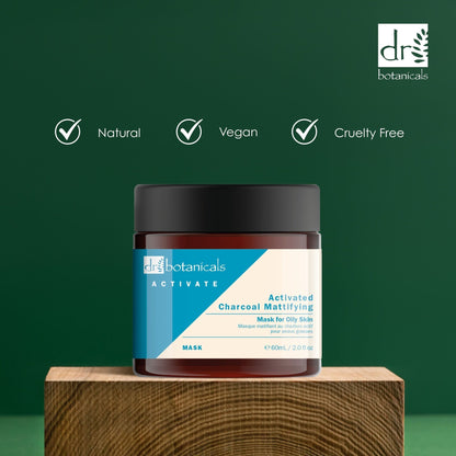 PO2DB438 Dr Botanicals Activate Charcoal Mattifying Mask for Oily Skin 60ml Twin Value Savings Pack