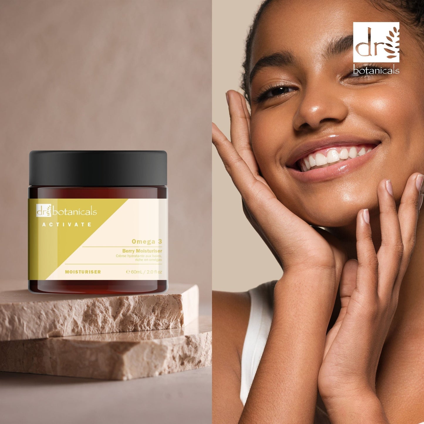 PO2DB441 Dr Botanicals Activate Omega 3 Berry Moisturiser 60ml Twin Value Savings Pack