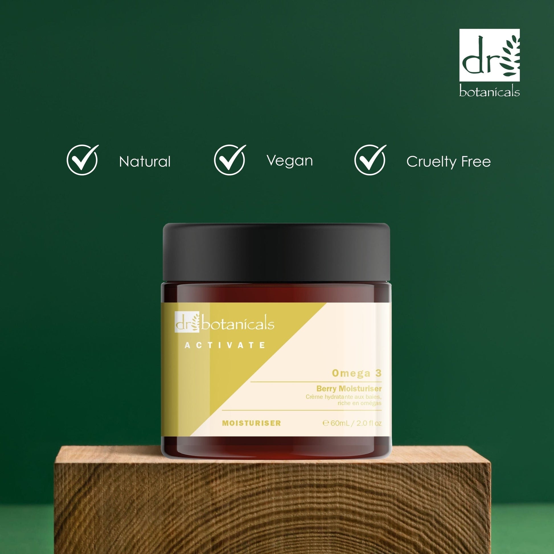 PO2DB441 Dr Botanicals Activate Omega 3 Berry Moisturiser 60ml Twin Value Savings Pack