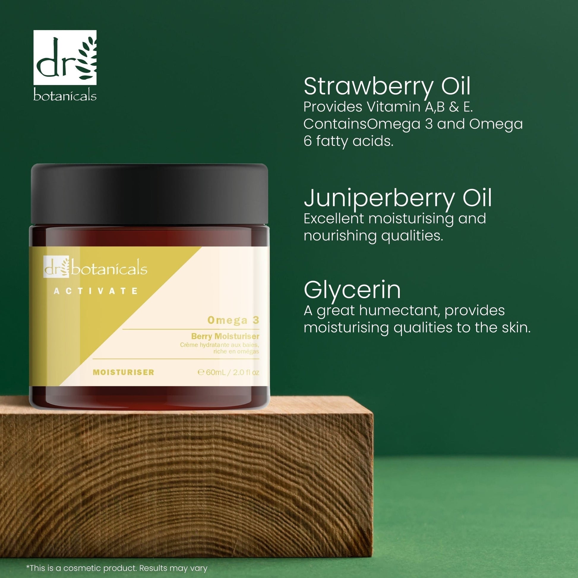 PO2DB441 Dr Botanicals Activate Omega 3 Berry Moisturiser 60ml Twin Value Savings Pack
