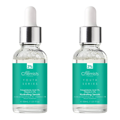 Youth Series Hydrating Serum Polyglutamic Acid 1%, Vitamin C 3% 30ml x 2 Duo Pack