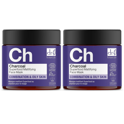Charcoal Superfood Mattifying Face Mask 60ml x 2 Duo Pack