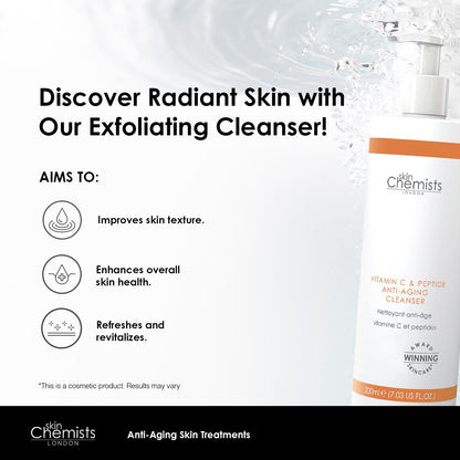 PO2SC727 skinChemists Vitamin C & Peptide Cleanser 200ml Twin Value Savings Pack