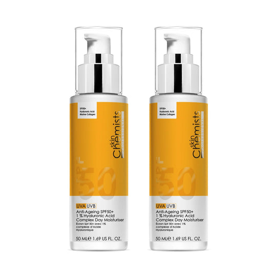 Anti-Ageing SPF 50 1% Hyaluronic Acid Day Moisturiser 50ml x 2 Duo Pack