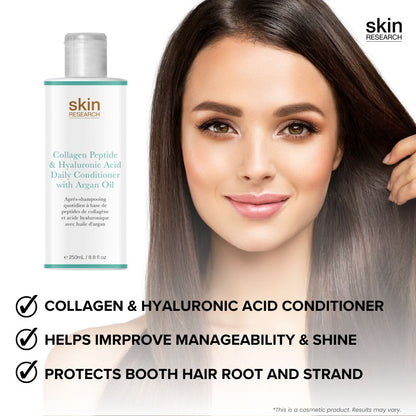 PO2SR071 Skin Research Collagen Peptide & Hyaluronic Acid Daily Conditioner with Argan Oil 250ml Twin Value Savings Pack