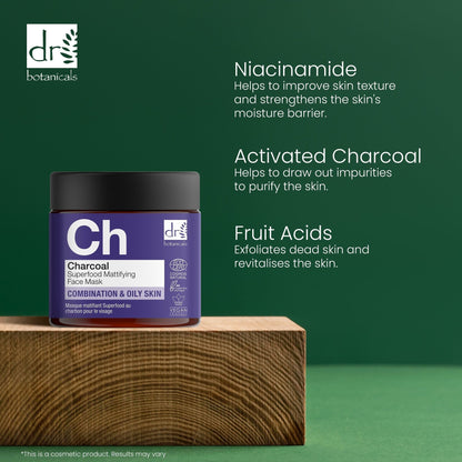 RDB117 Dr Botanicals Charcoal Superfood Mattifying Face Mask 60ml